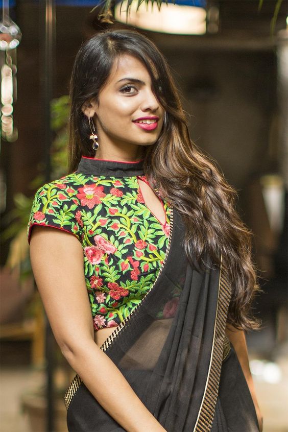 Coat neck hot sale blouse design